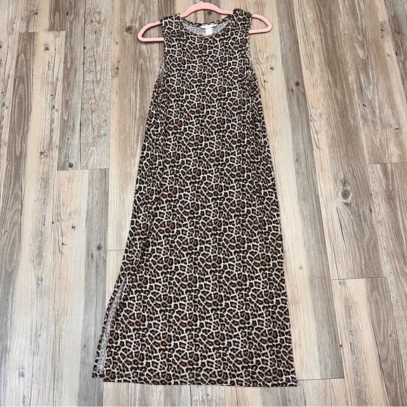 H & M Leopard Sleeveless Jersey Maxi Dress sz Medium - Picture 4 of 9
